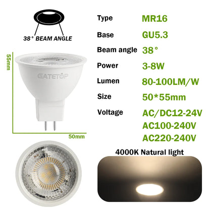 10PCS MR16 LED Strahler Birne GU5.3 Lampada AC 110V 220V 12V Bombillas Spot Licht Ersetzen Die 50W Halogen Lampe Hause Derection