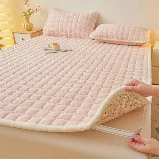 2024 New Class A Thickened Milk Fleece Mattress Winter Warm Fleece Bed Cover Student Dormitory Mat Quilt.
