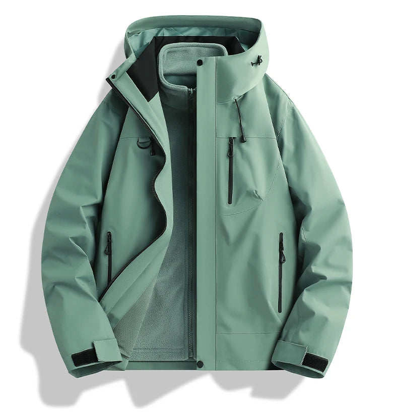 Winter Jacket Outdoor 3-in-1 Waterproof Sport Coat Running Unisex Hooded Hiking Jacket Warm Breathable Outdoor Couple Loose Coat.