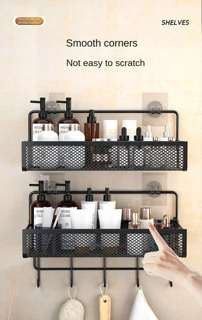 Hängender Aufbewahrungsorganisator, ohne Bohren, tragbar, feuchtigkeitsbeständig, für Küche, Badezimmer, Gewürze, Küche, Badezimmer, Aufbewahrungslösungen