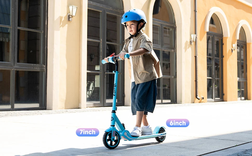 RCB Kids e-Scooter for Children 6-12 Years, 150 W Motor - Max 16 km/h - Rainbow Light-folk Electric Scooter Children.