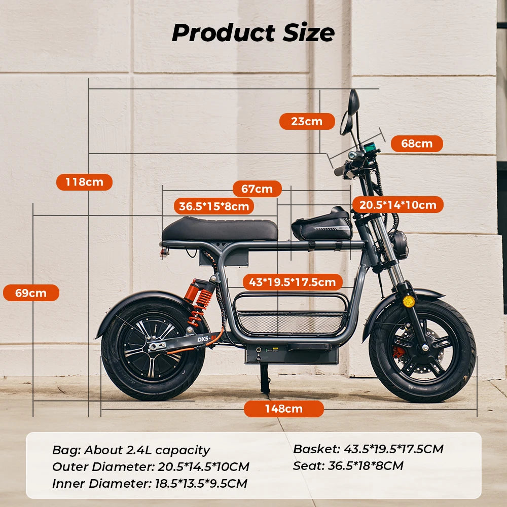 Iscooter DX5 Adult Electric Scooter 1500W 48V 15.6Ah Battery E Scooter 15 Inch Vacuum Inflatable Tires City Electric Scooter