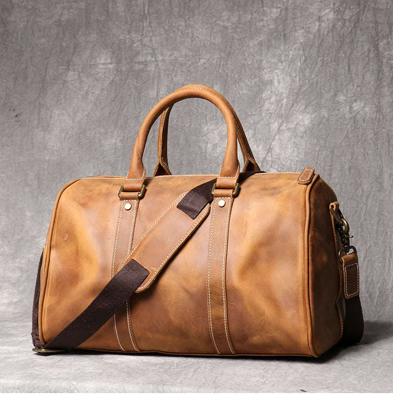 Vintage Herren Rindsleder Business Kurzstrecken tragen Handgepäck taschen große Kapazität Reisetasche einfache Umhängetaschen.