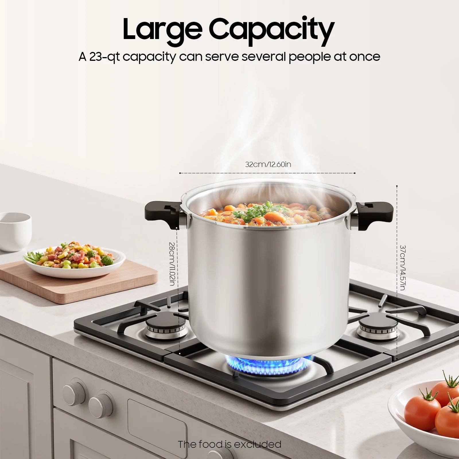 22L Thickened Explosion-proof Pressure cooker Polished Process with Pressure Gauge and Safety Valve.
