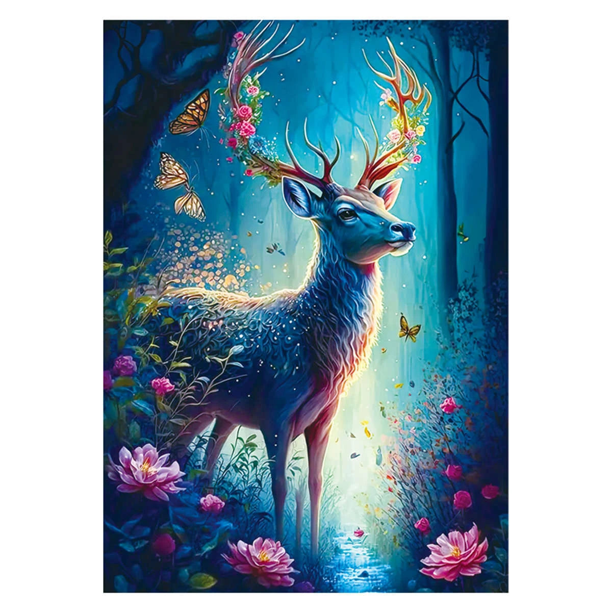 Deer in The Forest Wooden Puzzle Unique Shape Animal Puzzle Adult Relaxation Gift Exquisite Boxed Set with Decorative Artworks.