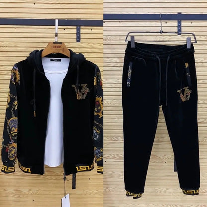 Men's autumn casual two-piece set, new coat, pants, fashionable youth suit..