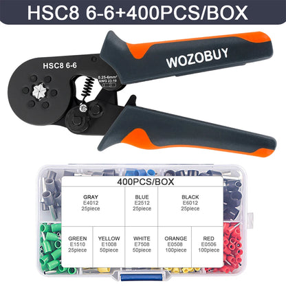 Sechseckiges, selbstverstellbares Ratschen-Aderendhülsen-Crimpwerkzeug-Set, 23–7 AWG, 0,25–10 mm2, Crimp-Set mit Aderendhülsen, Drahtklemmen