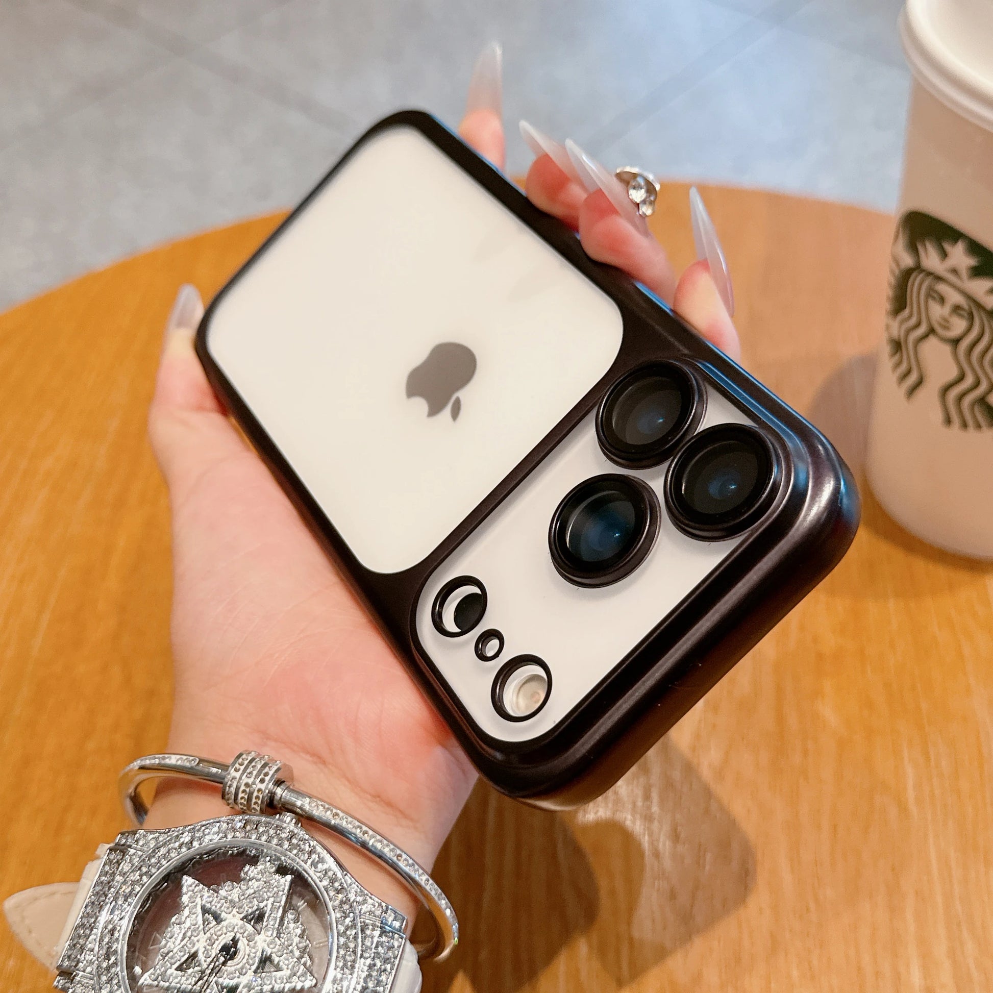 Matte Transparent Phone Case For iPhone 17 Pro Max 17 Pro Plating Frame Lens Film Protection Anti-fall PC Hard Clear Phone Cover.