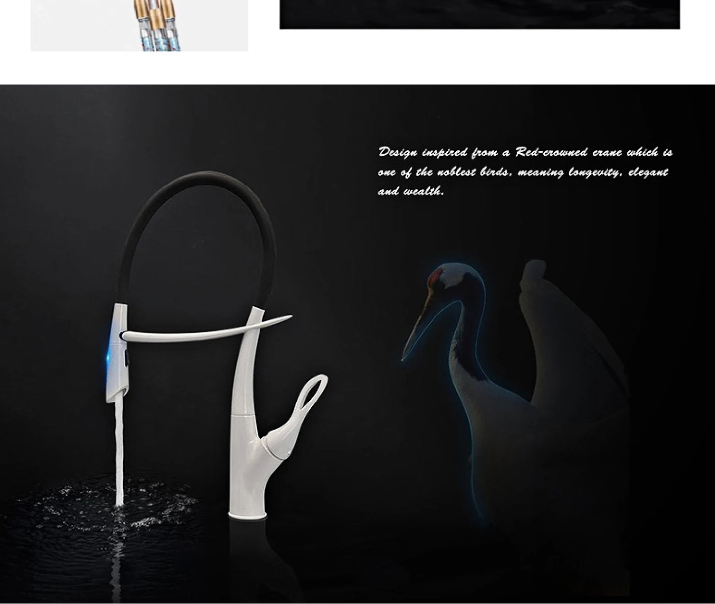 Moderner Luxus-Küchenarmatur aus schwarzem Messing, ausziehbares magnetisches Saugdesign, Einhebelmischer für heißes und kaltes Wasser mit 2 Funktionen