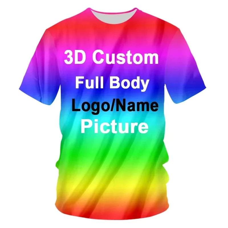 DIY Design 3D Printing Picture Custom T-shirt Men Women Short Sleeve Crew Neck Customize T Shirts Harajuku Fashion Tee Top.