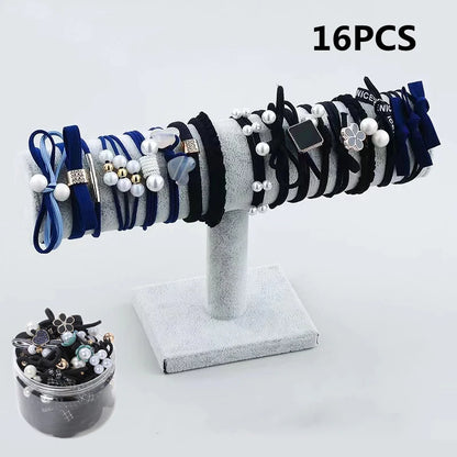 50/12PCS  Women Elastic Hair Ties Pearls Fashion Girls Scrunchies Ponytail Holder Rubber band Hair Rope Hair Accessories