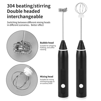 Powerful Milk Frother Wand Mini Handheld Milk Frother Whisk Rechargeable Drink Mixer for Coffee Lattes.