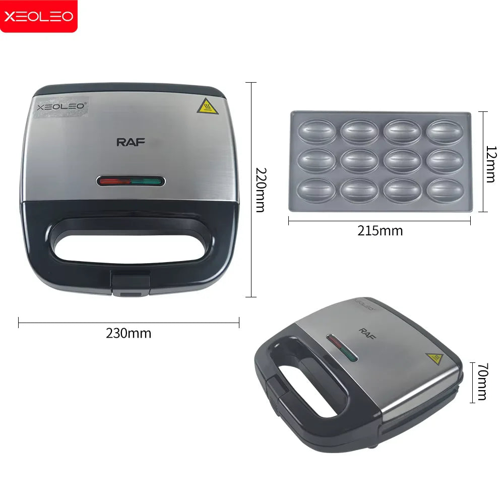 XEOLEO Electric Walnut Cake Waffle Maker 750W 12 Holes Pastry Nut Waffle Bread Maker Mini Baking Breakfast Machine Kitchen.