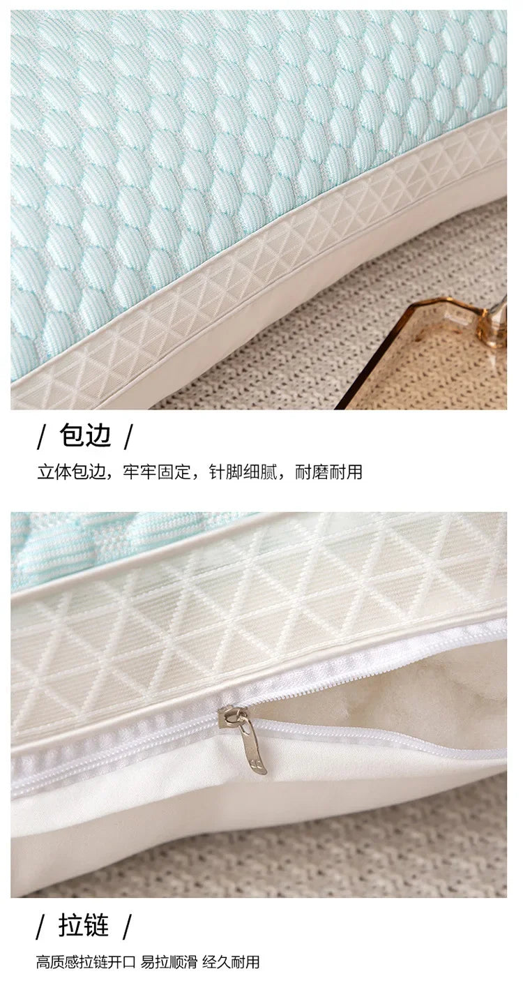 2025 new summer feather silk pillow cool Doudou ice silk pillow breathable mesh edge three-dimensional pillow core.