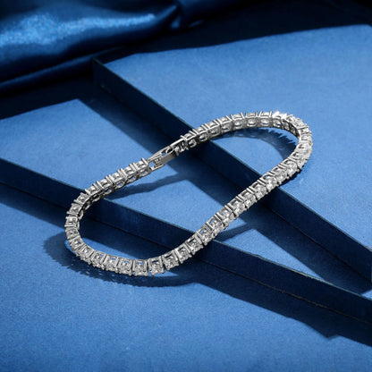 925 Sterling Silver 4mm Tennis Bracelet Inlaid With Zircon Crystal Electroplated 18k Gold Luxury Fashion Women's Gift.