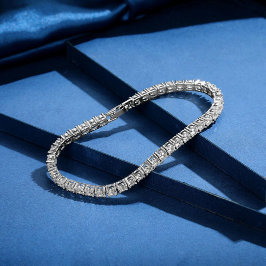 925 Sterling Silver 4mm Tennis Bracelet Inlaid With Zircon Crystal Electroplated 18k Gold Luxury Fashion Women's Gift.