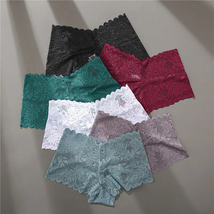 FINETOO 6Pcs Women Floral Lace Panties High Waist Brief Sexy Lingerie Panty Brazilian Underpants Femme Underwear Bikini Intimate