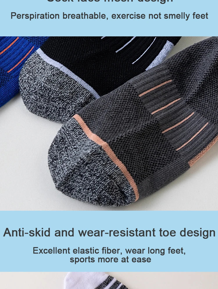 5 Pairs Socks Men's Short Socks Sweat Absorbent and Odorous Basketball Socks Running Sports Socks Breathable Mesh Men's Socks.