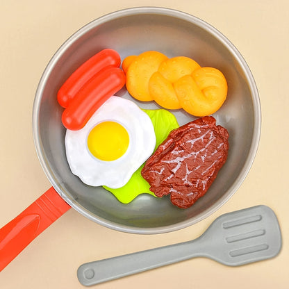 8PCS Children Kitchen Food Toys Simulation Cookware Game Set Pretend Play Pot Steak Vegetable Bread Hot Dog Omelette Kids Gift.