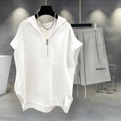 Korean Large Size Casual Sports Shorts Single Piece/suit Men Trend All-match Fashion Straight Leg Loose Half Pants Streetwear.