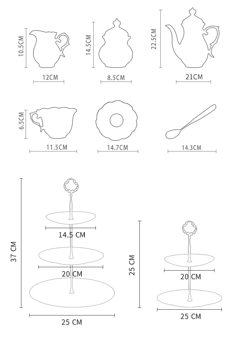 Gold Inlay Bone China Coffee Set Europe Porcelain Tea Ceramic Pot Creamer Sugar Bowl Teapot Cup Mug Coffeeware.