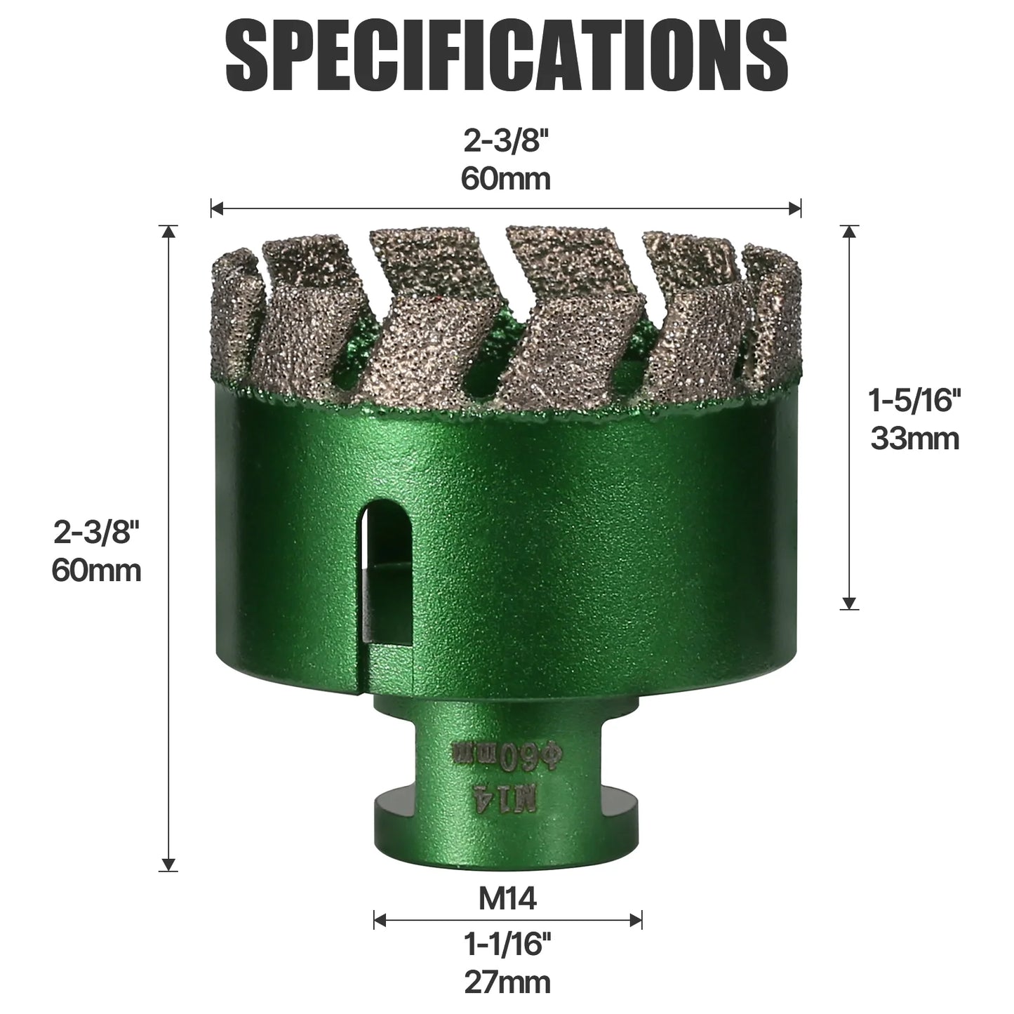 6–130 mm M14-Gewinde, trocken, vakuumgelöteter Marmor, Mauerwerk, Lochsäge, Öffner, Diamantbohrkrone für Keramikfliesen, Granit, Marmor