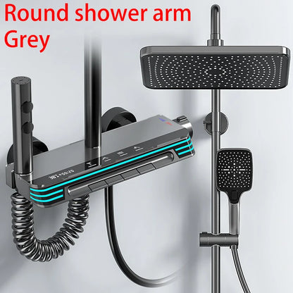 Bluetooth Music Digital Bathroom Shower System Ambient Lighting thermostatic Digital Bathroom Shower Set Faucets Accessories