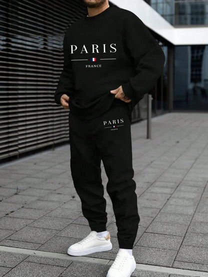 Mens Tracksuit Letter Print Single Piece O Neck Sweatshirt Sweatpants Daily Casual Office Man Clothing Sports Jogging Streetwear.