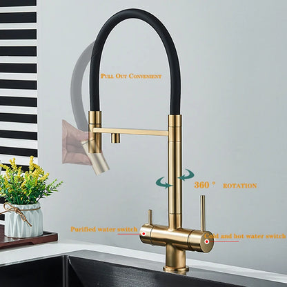 Wanmivezlo Kitchen Water Filter Faucet Dual Spout Pure Drinking Water Mixer Tap Rotation Water Purification Taps