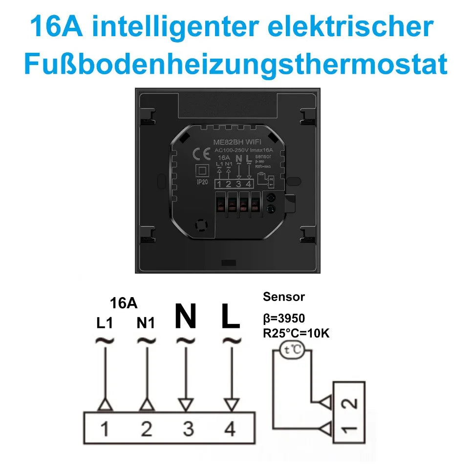 CONENTOOL WiFi Electric Thermostat 16A Floor Heating Smart Home with Alexa Tuya Google Digital Temperature Controller App Remote.