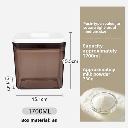 Square press storage tank sealed tank kitchen grains plastic candy jar fruit powder box transparent storage tank