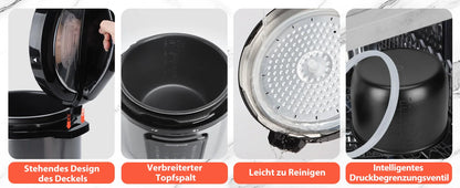 Aigostar Pressure Cooker 6L, 18-in-1 Multicooker, Keep Warm, Non-Stick Coating, Easy Cleaning, Digital Touchscreen, 1000W Pressu.