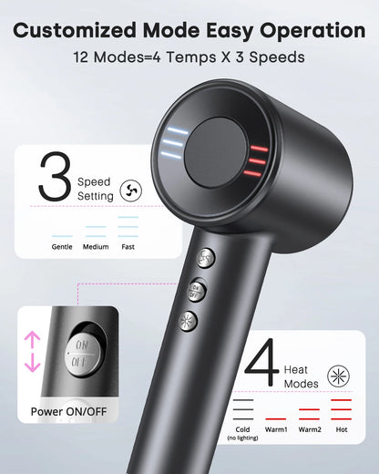 Hair Dryer High-Speed 120000 RPM 500 Million Ions Electric Low Noise, Constant Temperature And Quick Drying For Home Salons