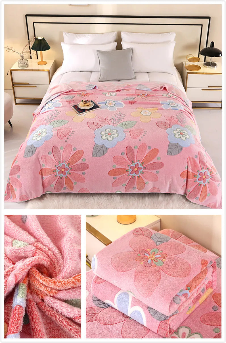 Bonenjoy 1pc Blanket Floral Style Bedspread Fleece Blanket Plaid Travel Shawl Sofa Nap Blankets Home Bedsheet manta.