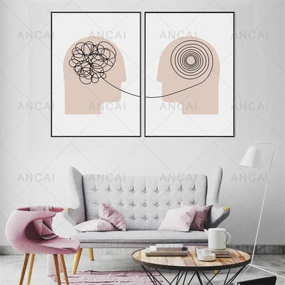Psychology Therapy Poster Canvas Painting Consultant Office Wall Art Print Cloth Office Room Decoration Gifts Minimalist Picture.