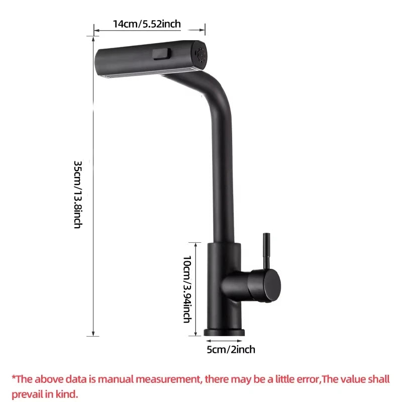 Black/Gray/Silver Pull-Out Kitchen Faucet Three Water Stream Sprayer Stainless Steel Hot and Cold Water Mixing Faucet Countertop