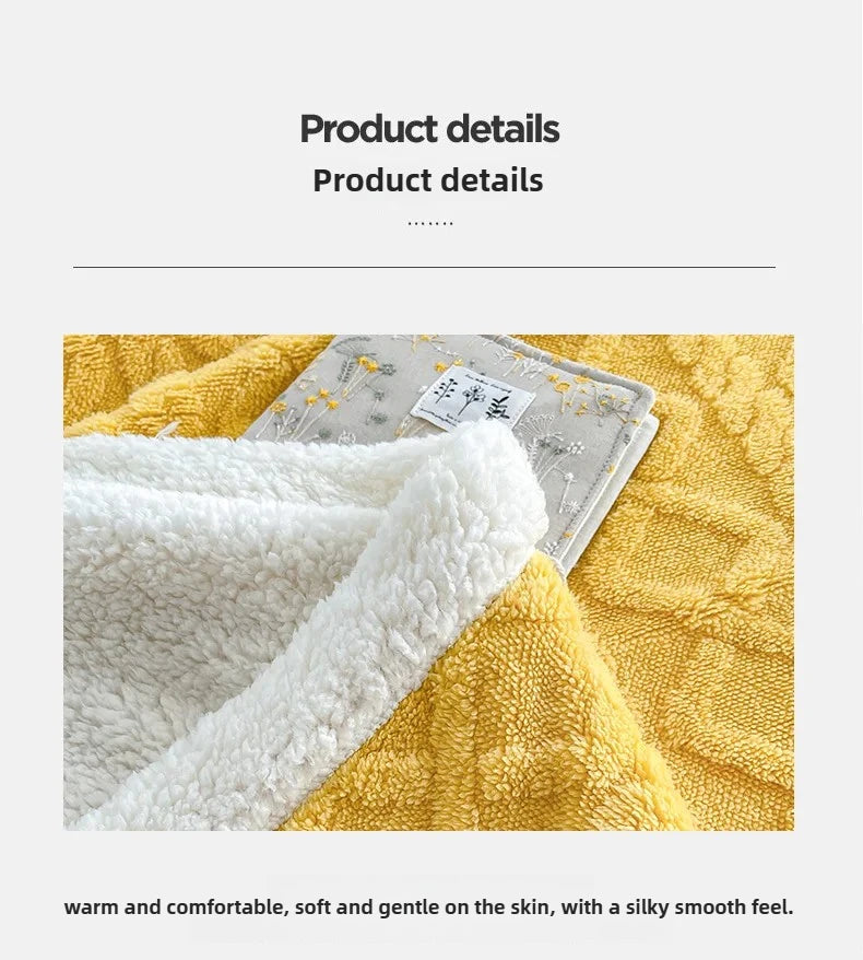 Double Layer Fleece Blanket Autumn Winter Thick Warm Office Nap Throw Blankets for Sofa Bed Single Double Soft Plush Comforter.