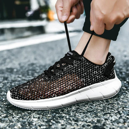 Summer Mesh Men Casual Shoes Comfortable Mens Walking Sneakers Breathable Hollow Man Running Shoes Lightweight Sport Shoes