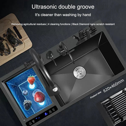 Kitchen Sink Stainless Steel Dishwashing Sink Ultrasonic Sink Dishwasher Multifunctional Intelligent Net Washer For Kitchen