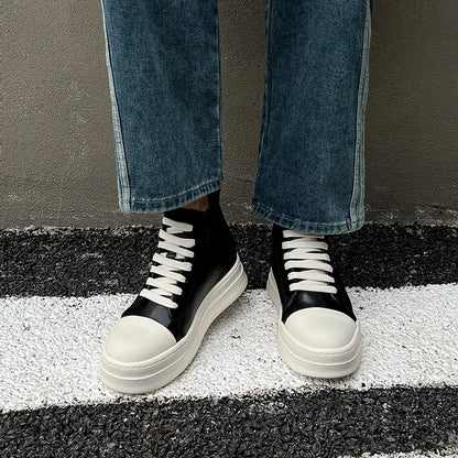 Street Style Ankle Boots for Men Genuine Leather High Top Shoes Fashion Brand Motorcycle Boots Thick Bottom  Male Walking Shoes.