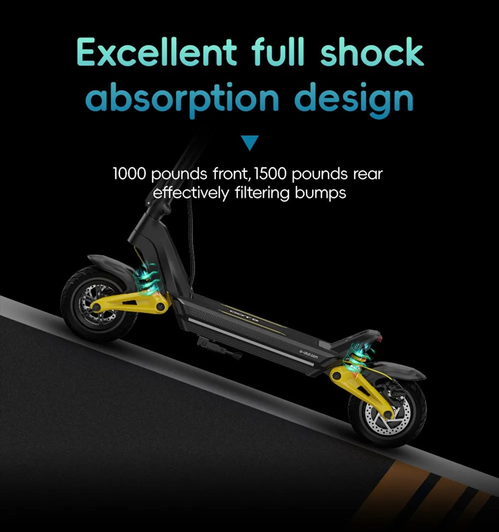 OOTD S10 Folding Electric Scooter 10 Inch Tires 1400W Motor 25km/h Max Speed 48V 20Ah Battery for 60-70km Range 120KG Max Load.