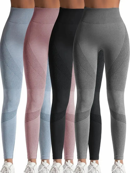 High Waisted Seamless Stretch Athletic Yoga Pants Leggings  Ultra Breathable Quick-Drying for Running Fitness Solid Colors.