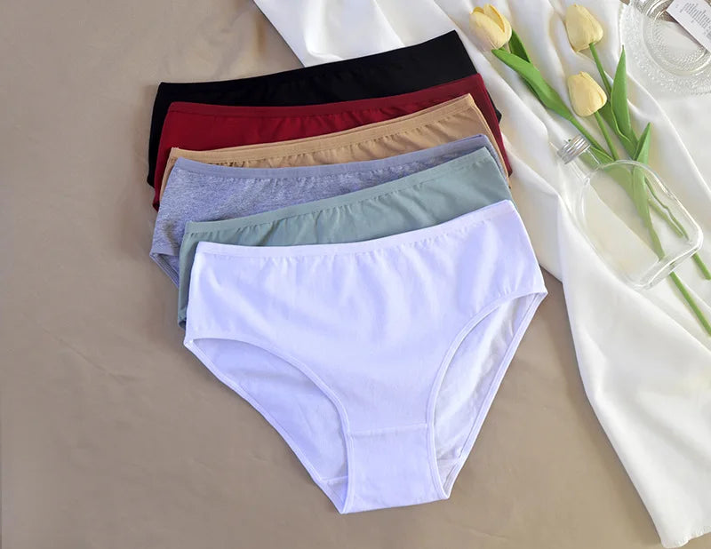 3PCS/Set Women Sexy Seamless Cotton Panties Big Size Underwear Female Underpants Girls 6 Solid Color Soft Briefs Lingerie 8815.