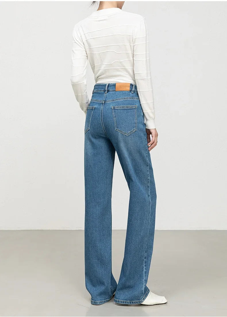 High Waist Straight Leg Jeans Women's Fashionable Denim Wide Leg Pants Slimming Narrow Version Floor-Length Autumn New Arrival