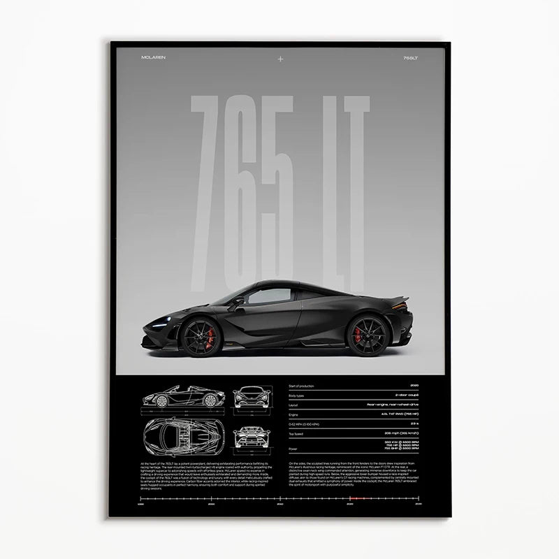 Black & White Famous Cars Posters Classic Car Photography Print Man Cave Canvas Painting Wall Art Pictures for Home Decoration.