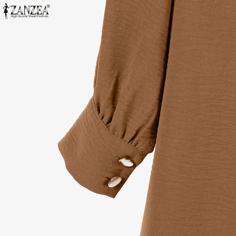 ZANZEA Muslim Abaya Suit Elegant Women Matching Sets Fashion Long Shirt Tops & Wide Leg Pants Ramadan Outfits Urban Tracksuits