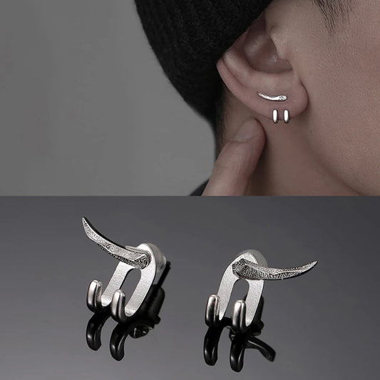 New Punk Earring For Men Detachable Dual Purpose Stud Earrings Prong Ear Charms Fashion Jewelry.
