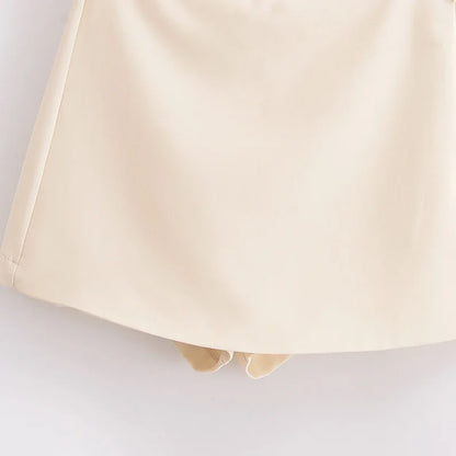 TRAF Shorts for Women Fashion Autumn Winter New Comfortable Casual Solid Color Side Zip Middle-waisted A-line Culotte Skirt Pant