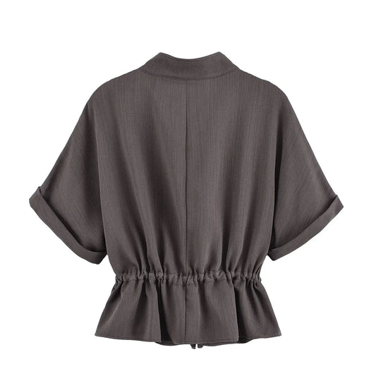 Casual Pants 2 Pieces Sets For Women Short Sleeve Coat High Waist Trousers Women's Suit 2025 Two Pieces Loose Woman Outfits.