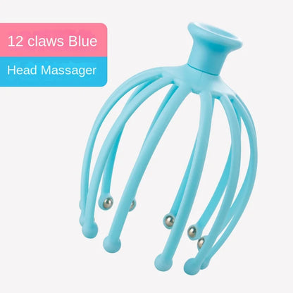 Head Massager Neck Massage Octopus Scalp Stress Relax 12 Antennae Massage Head Meridian Comb Point Pressing Head Artifact
